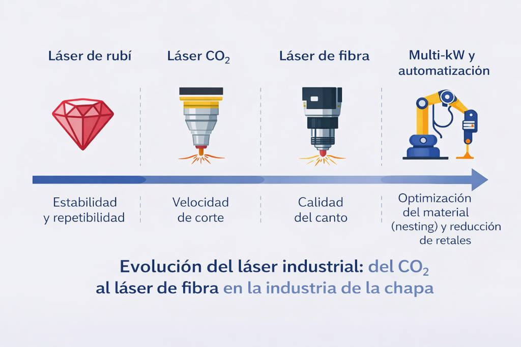 Historia del láser: del CO2 a la fibra