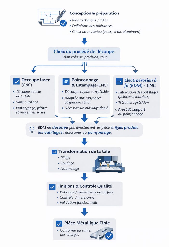 Transformation de la tôle métallique - schéma du procédé
