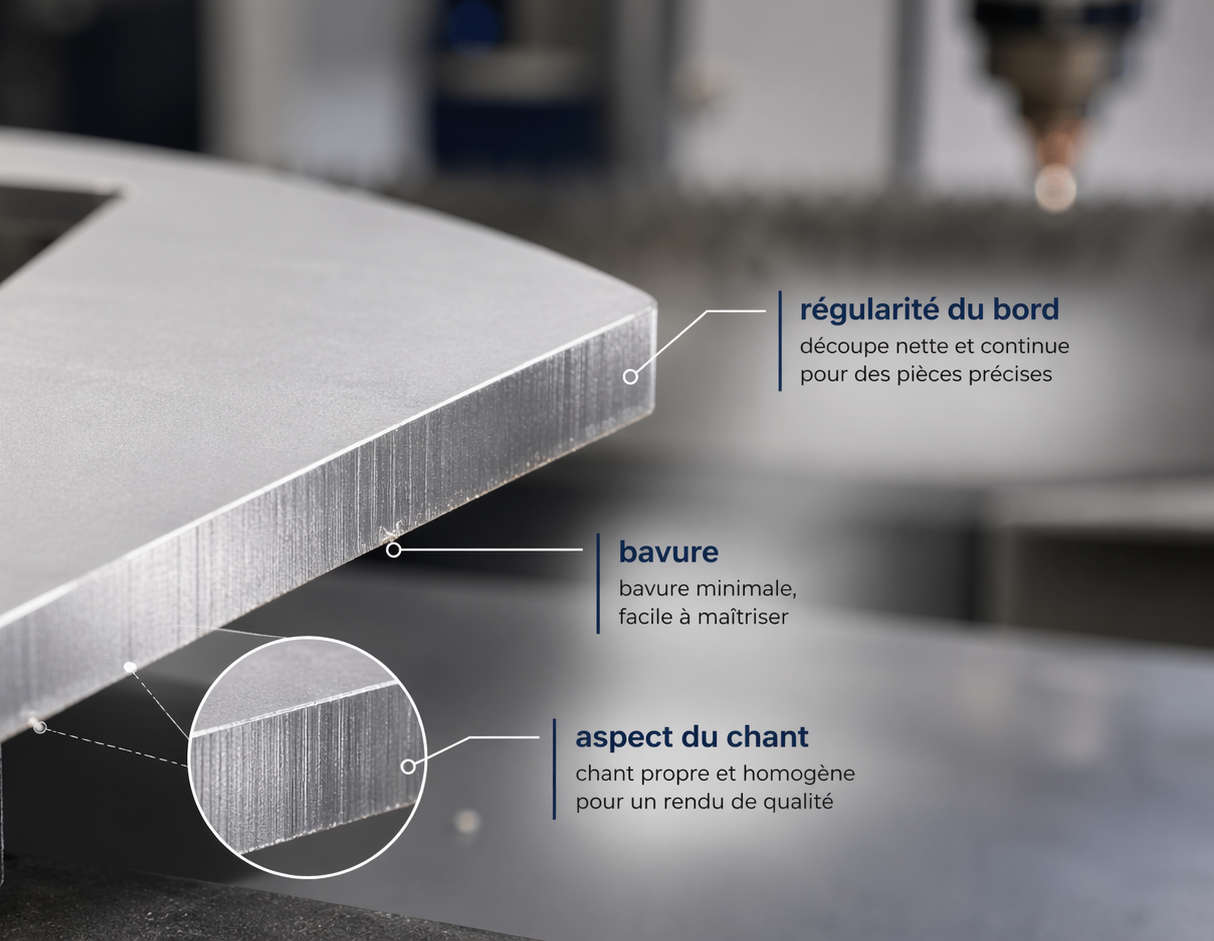 qualite du chant de coupe de l'aluminium au laser