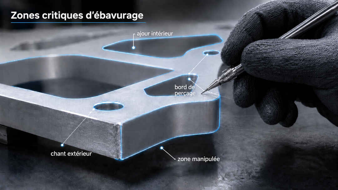 zones critiques d'ébavurage aluminium